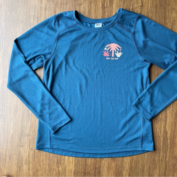 REI Long Sleeve Shirt Sun Protect Girls Large 14/16 Blue Top Active Hiking UPF - Picture 1 of 9